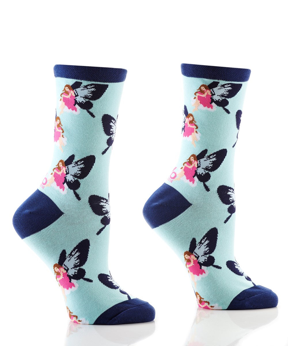 "Cloud Fairies" Cotton Dress Crew Socks by YO Sox - Medium