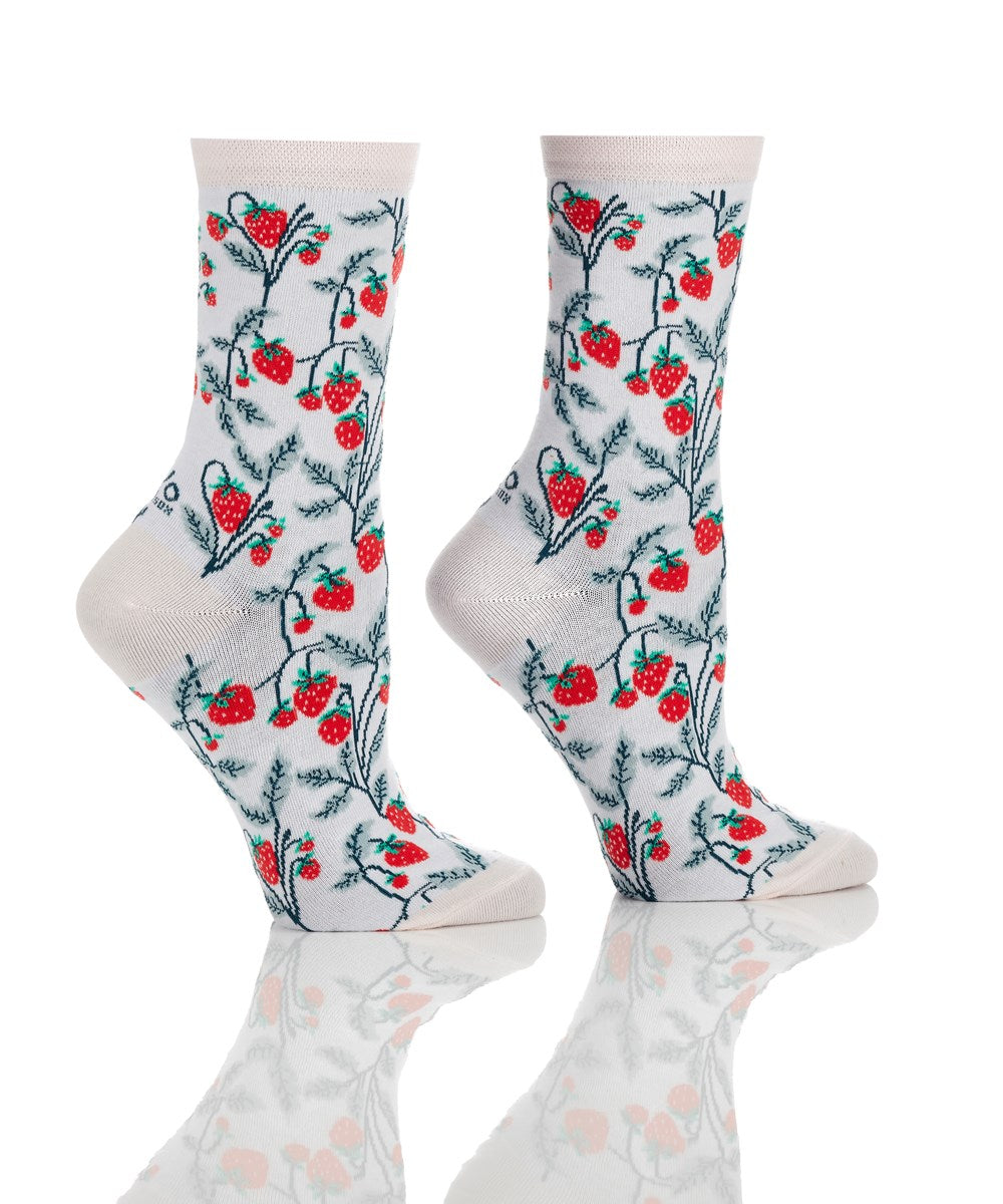 "Strawberry" Cotton Crew Socks by YO Sox - Medium
