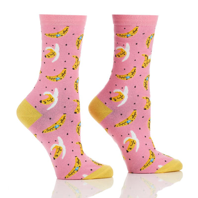 "Bananas" Cotton Dress Crew Socks by YO Sox -Medium