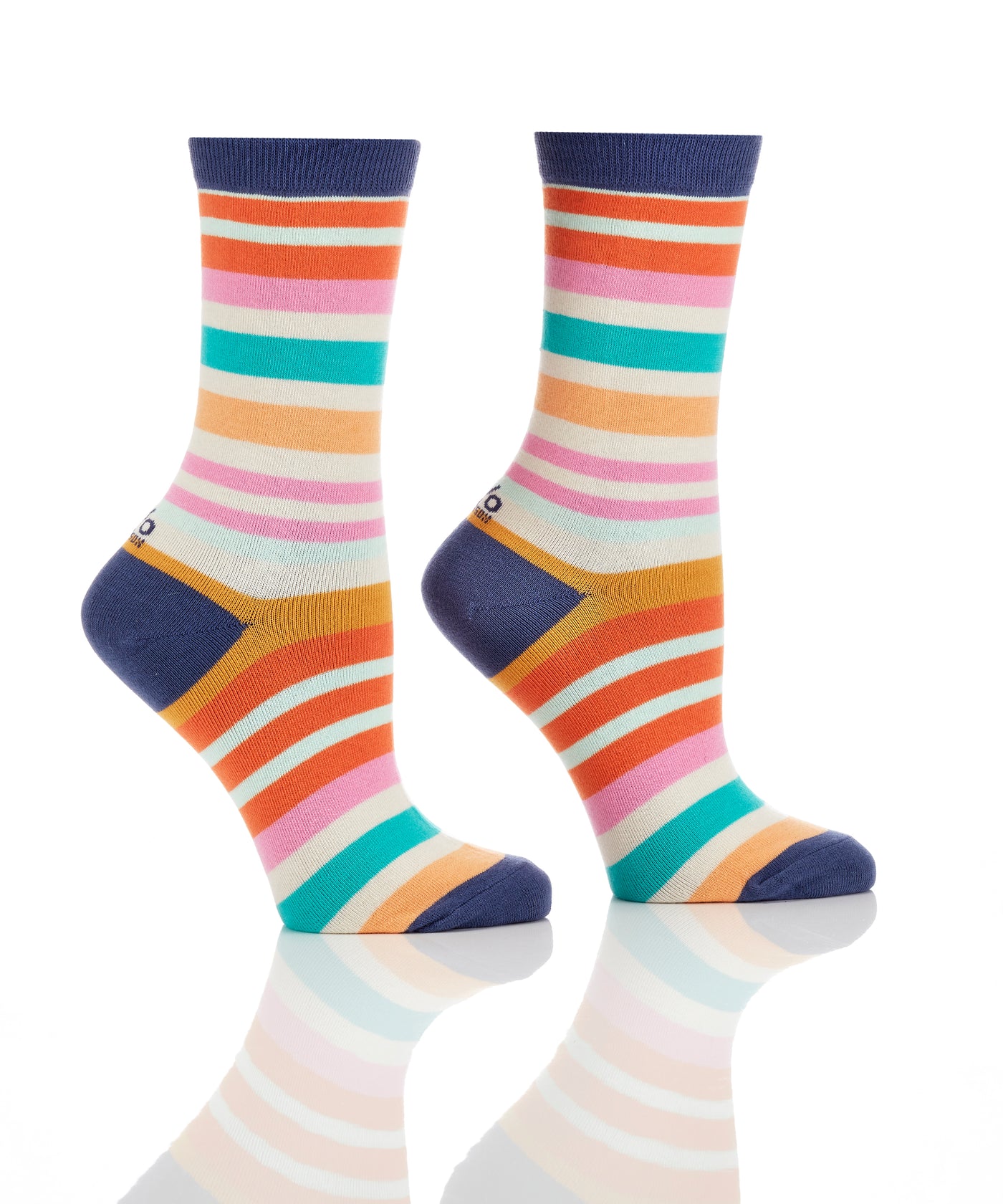 "Stripes 2" Cotton Dress Crew Socks by YO Sox -Medium