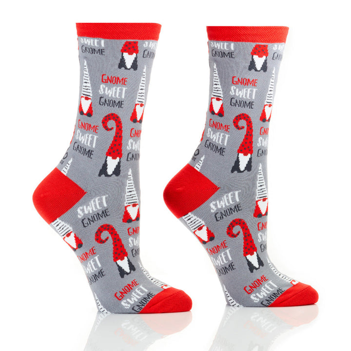 "Gnome Sweet Gnome" Cotton Crew Socks by YO Sox - Medium - SALE