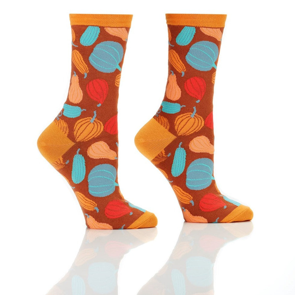 "Pumpkins 2" Cotton Dress Crew Socks by YO Sox - Medium - SALE