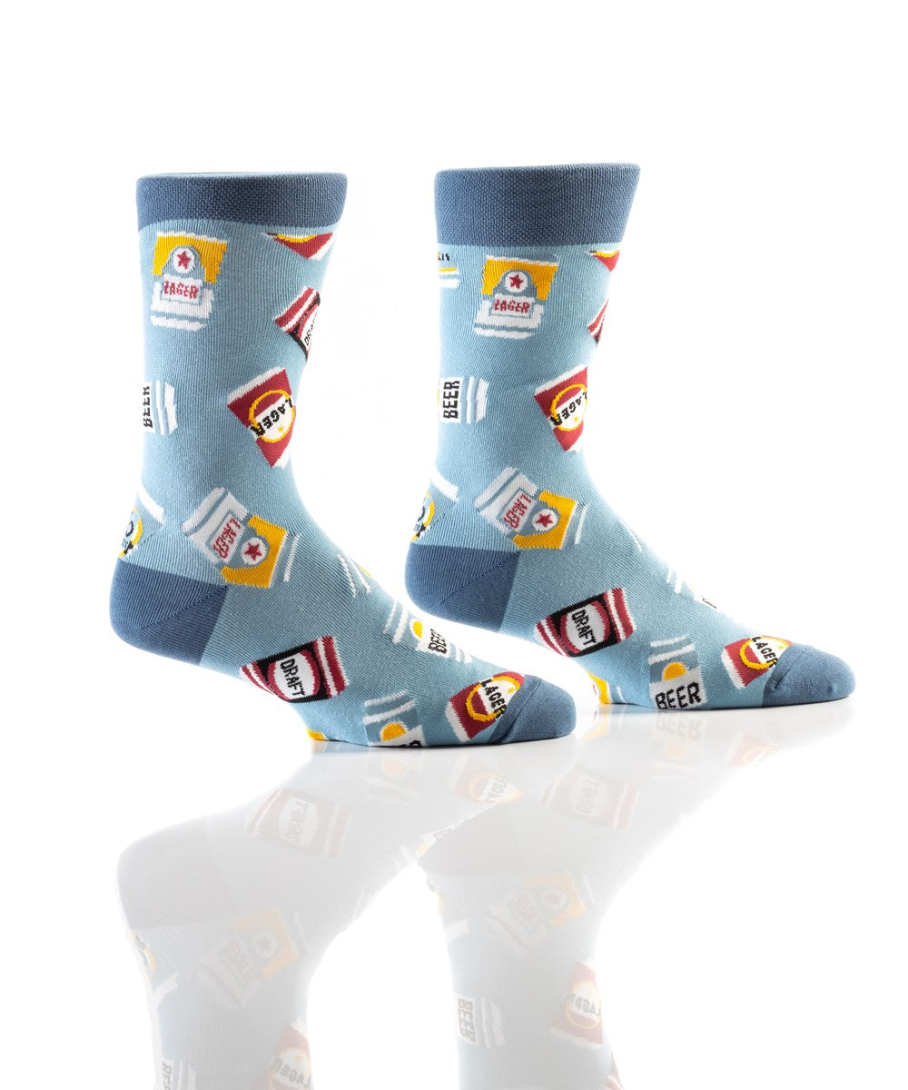 'Beer Cans'" Cotton Dress Crew Socks by YO Sox -Large
