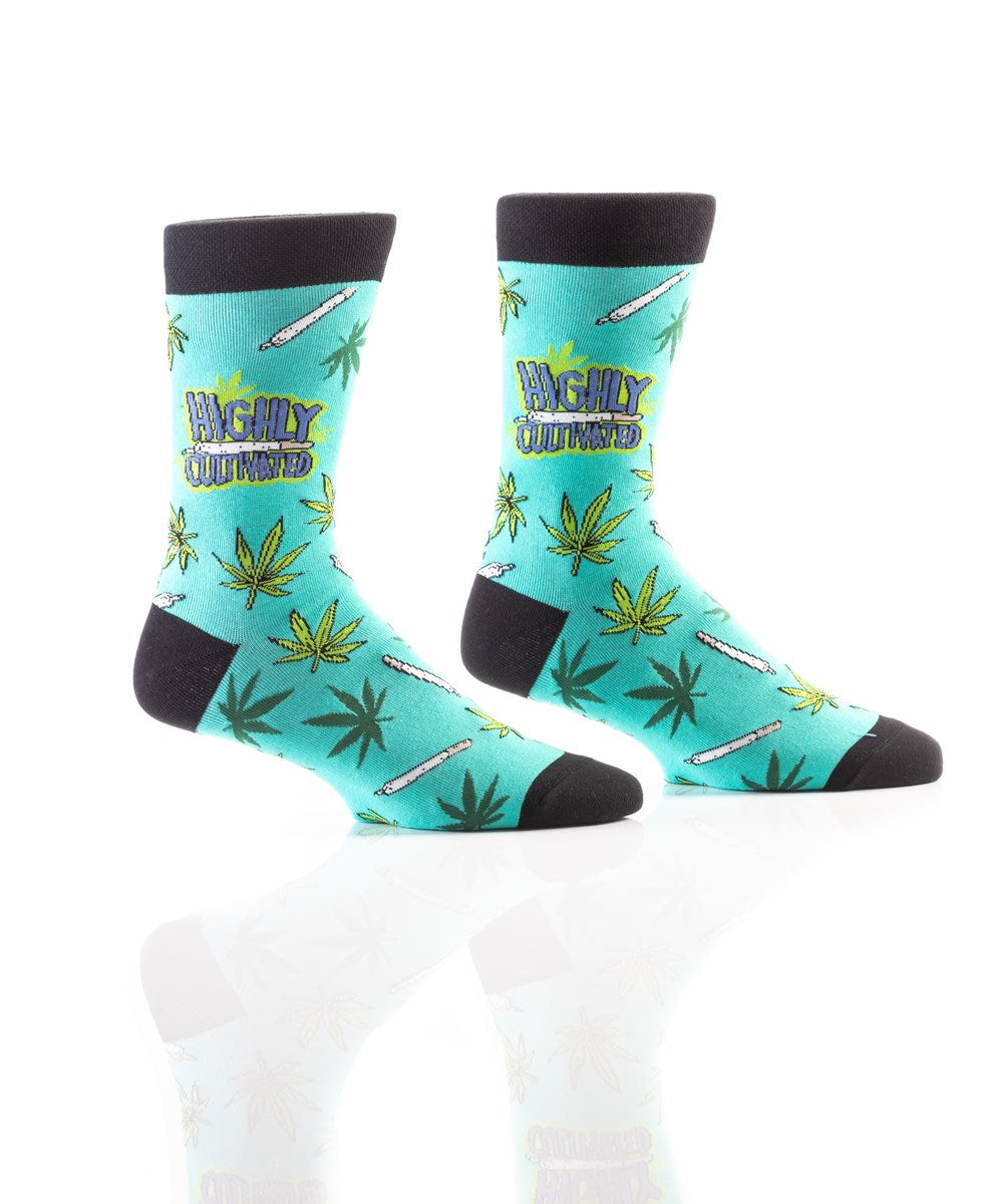 ''Highly Cultivated" Cotton Dress Crew Socks by YO Sox -Large
