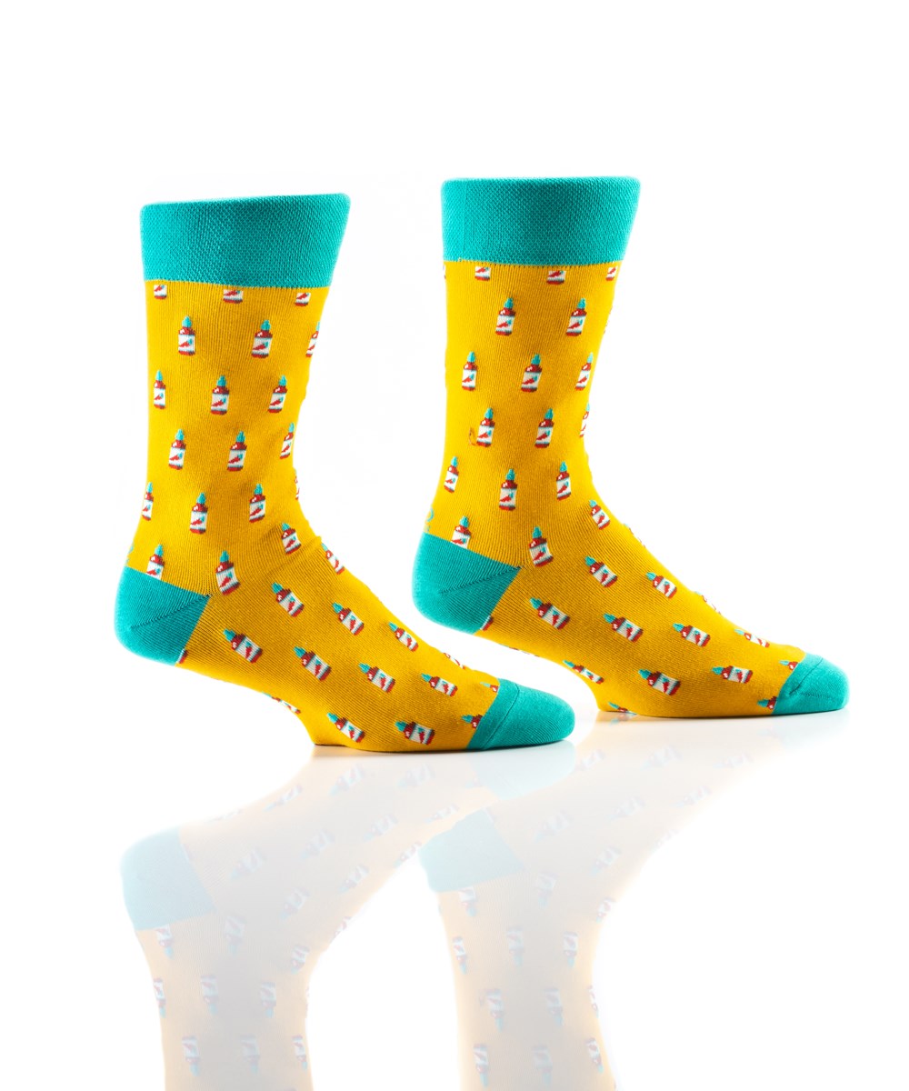 ''Mini Hot Sauce" Cotton Dress Crew Socks by YO Sox -Large