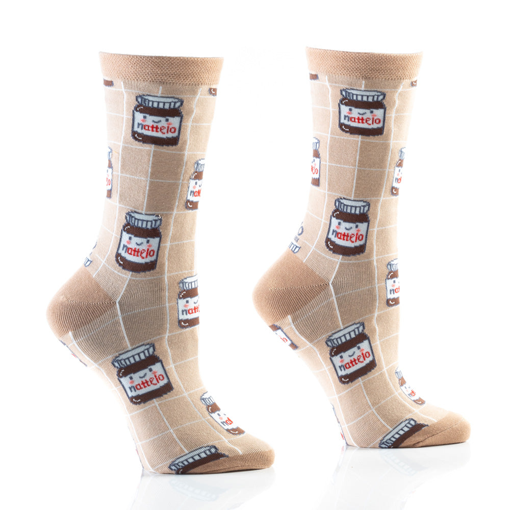 "Nutella" Cotton Dress Crew Socks by YO Sox - Medium