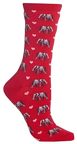 "Elephant Hearts" Crew Socks by Hot Sox - Medium