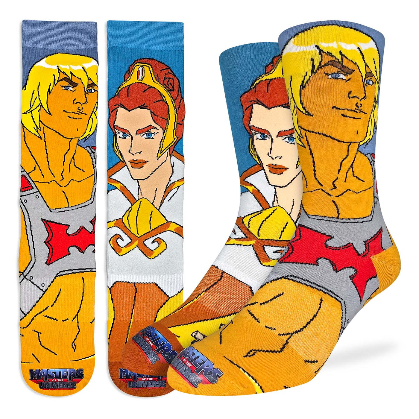 "Masters of the Universe, He-Man and Teela" Crew Socks by Good Luck Sock - Large