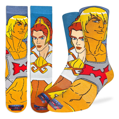 "Masters of the Universe, He-Man and Teela" Crew Socks by Good Luck Sock - Large