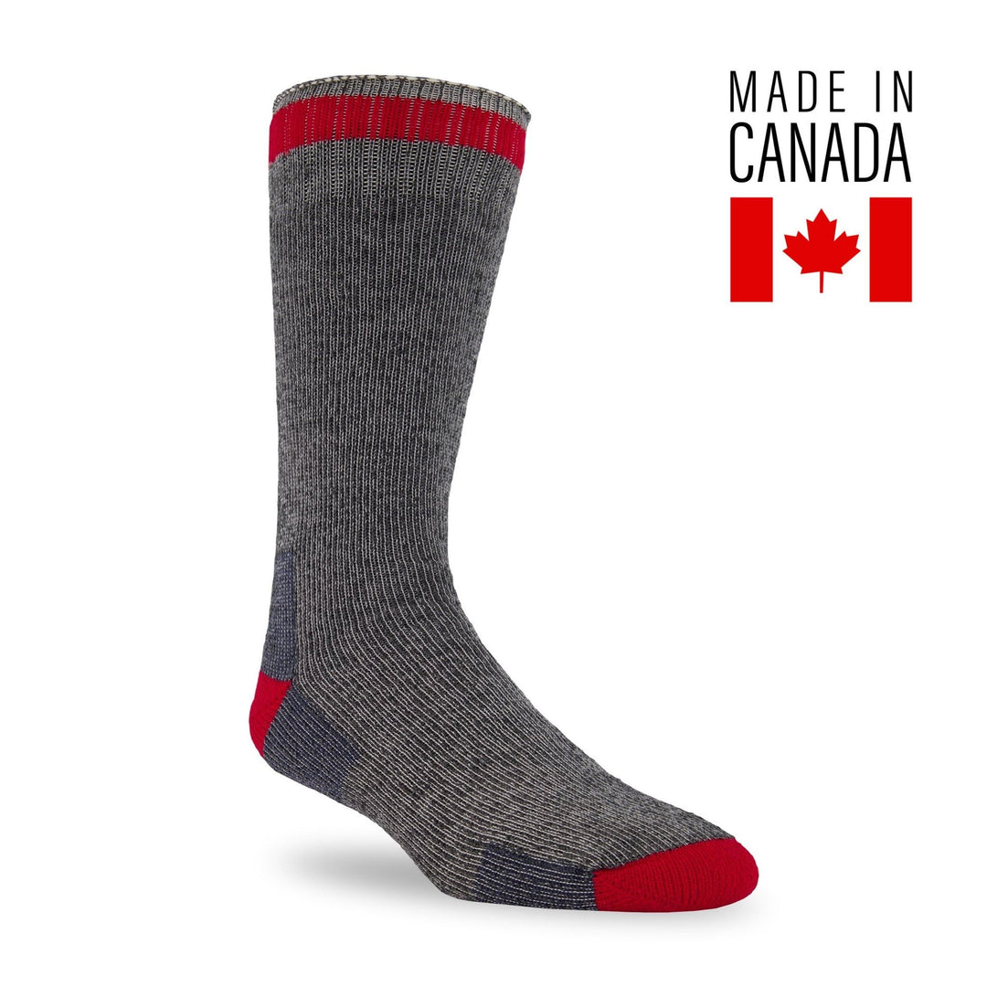Grey/Red Acrylic Thermal Boot Socks 