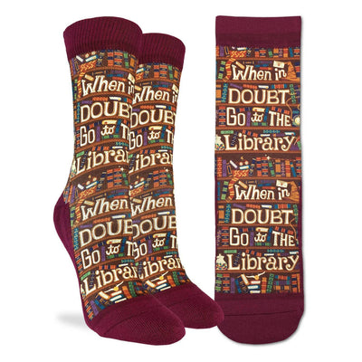 "Go to the Library" Crew Socks by Good Luck Sock - Large