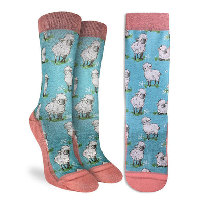 "Sheep" Crew Socks by Good Luck Sock - Medium
