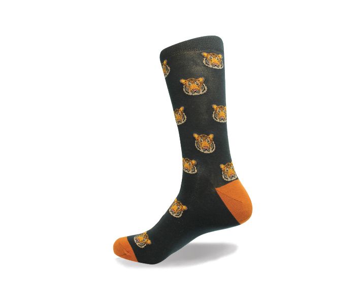 Vagden Men's Tiger Pattern Cotton Dress Sock