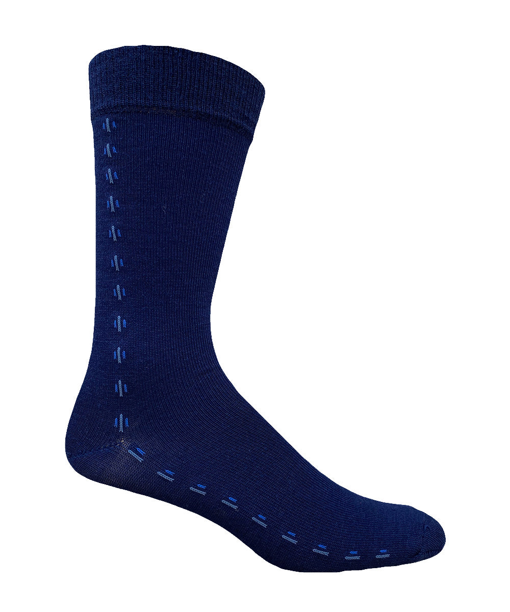 Vagden Men's Wool Navy Vertical Pattern Dress Socks - CLEARANCE- 6PK