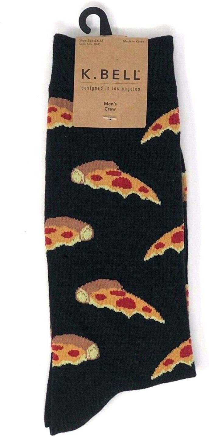 "Pizza" Crew Socks by K Bell-Large