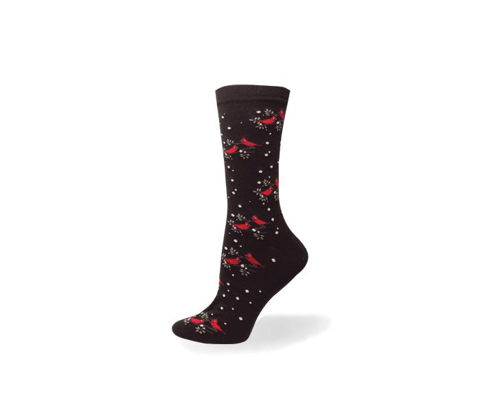 "Cardinal Bird" Cotton dress sock by Point Zero-Medium