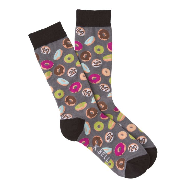 "Donuts" Crew Socks by K Bell - Large