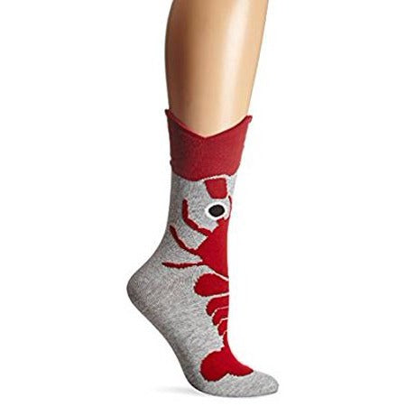 Wide Mouth Lobster Cotton Crew Socks by K.Bell - Medium