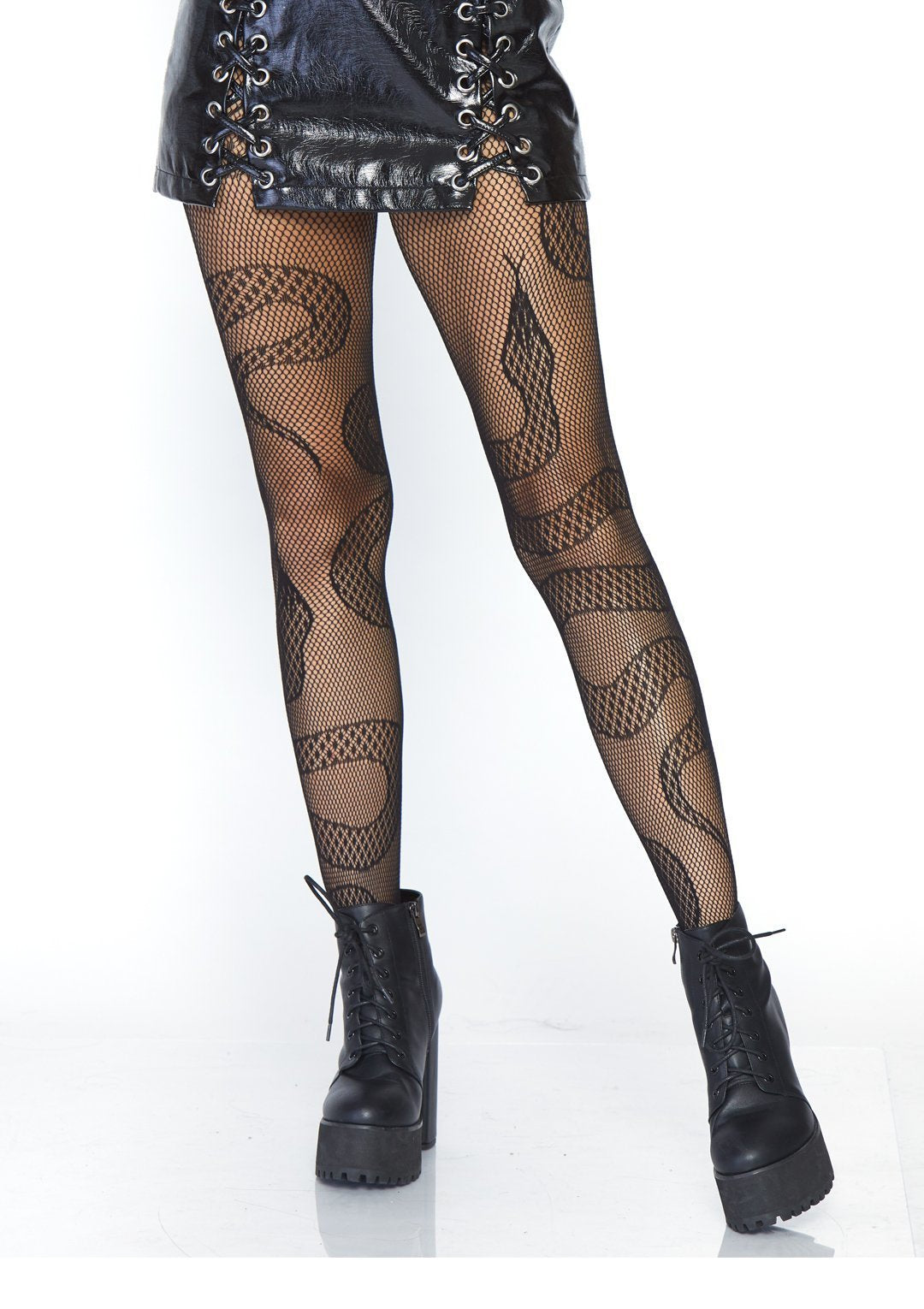 Sparkle Fishnet Tights Lace Patterned Rhinestone Snake Fishnets for Women