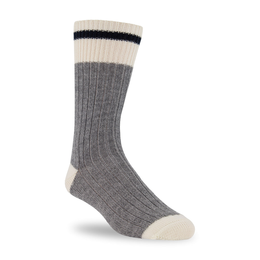 Casual wool sock with a navy stripe