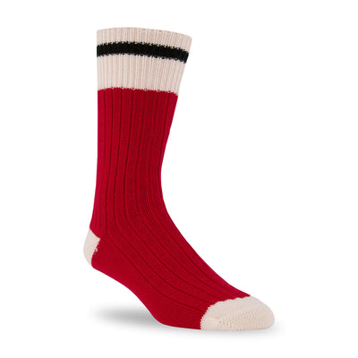 red Wool Socks with top stripe