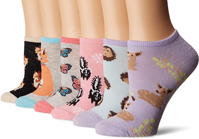 "Forest Creatures" 6pk Ankle Socks by K Bell - Medium