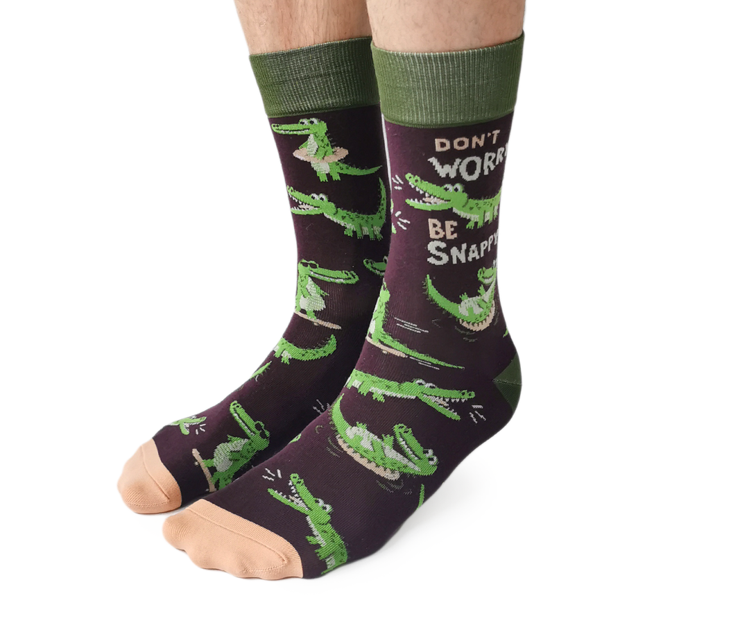 "Happy Snappy" Cotton Crew Socks by Uptown Sox - Large