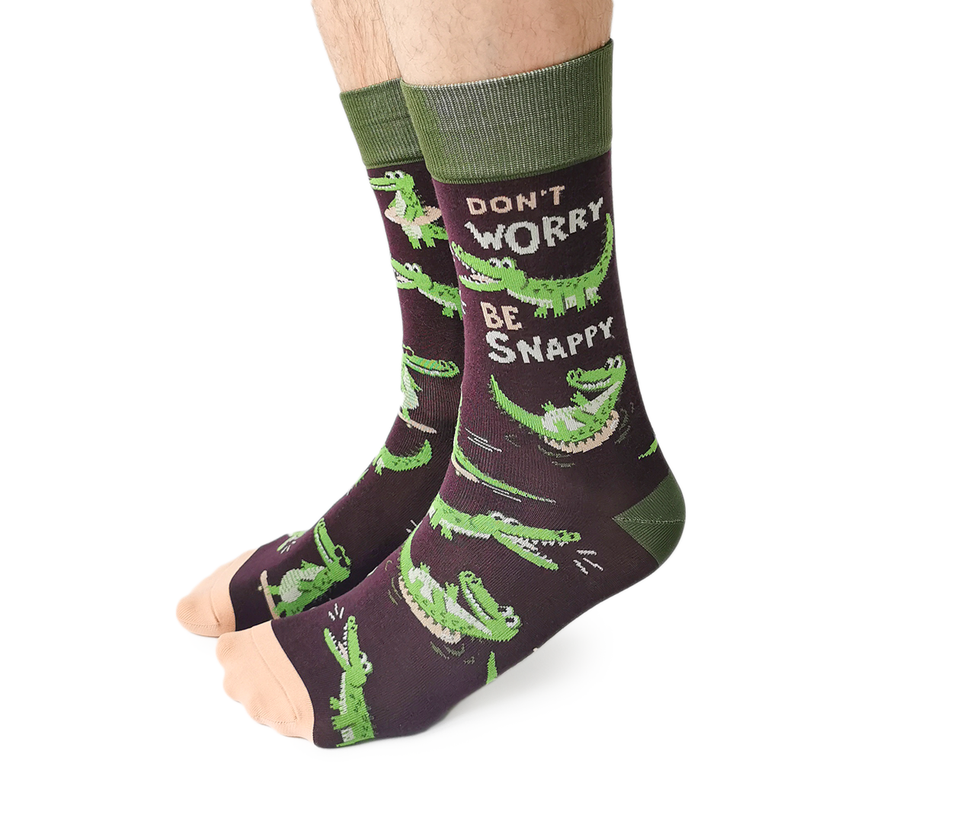"Happy Snappy" Cotton Crew Socks by Uptown Sox - Large