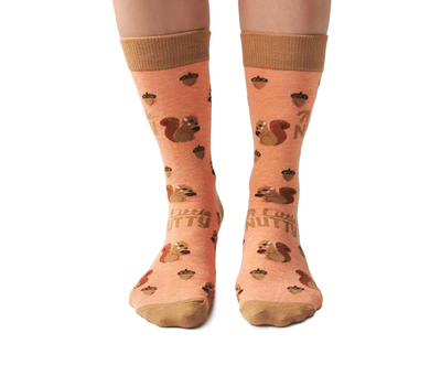 funky animal socks with squirrels and nuts