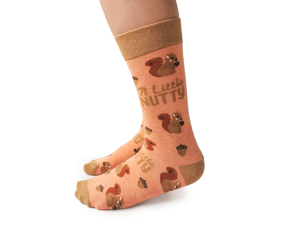 funky animal socks with squirrels and nuts
