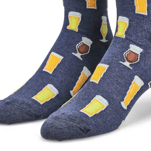 "Beer" Cotton Dress Crew Socks by Hot Sox - Large