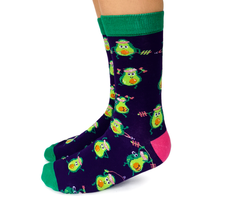 "Avocardio Socks" Cotton Crew Socks by Uptown Sox - Medium