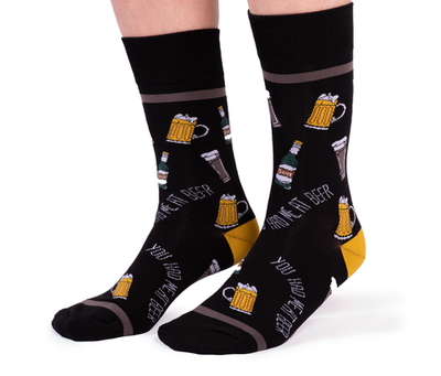 "You Had Me At Beer " Cotton Crew Socks by Uptown Sox - Large