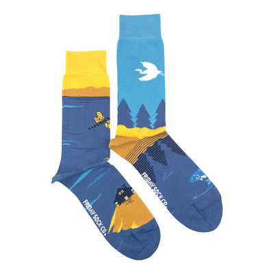 "Great Lakes" Landscape Cotton Socks by Friday Sox Co