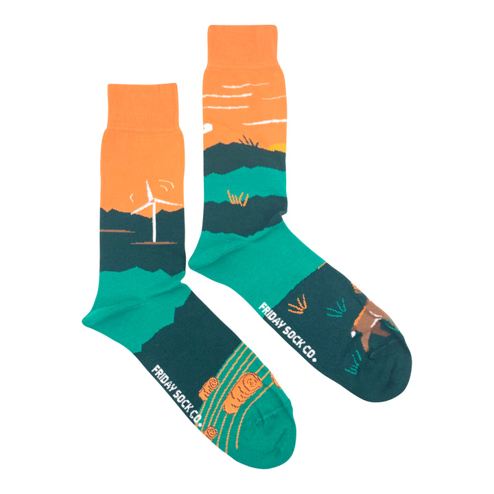 "Foothills" Landscape Cotton Socks by Friday Sox Co