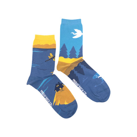 "Great Lakes" Landscape Cotton Socks by Friday Sox Co