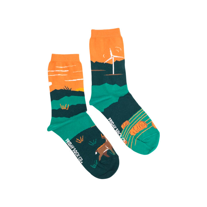 "Foothills" Landscape Cotton Socks by Friday Sox Co