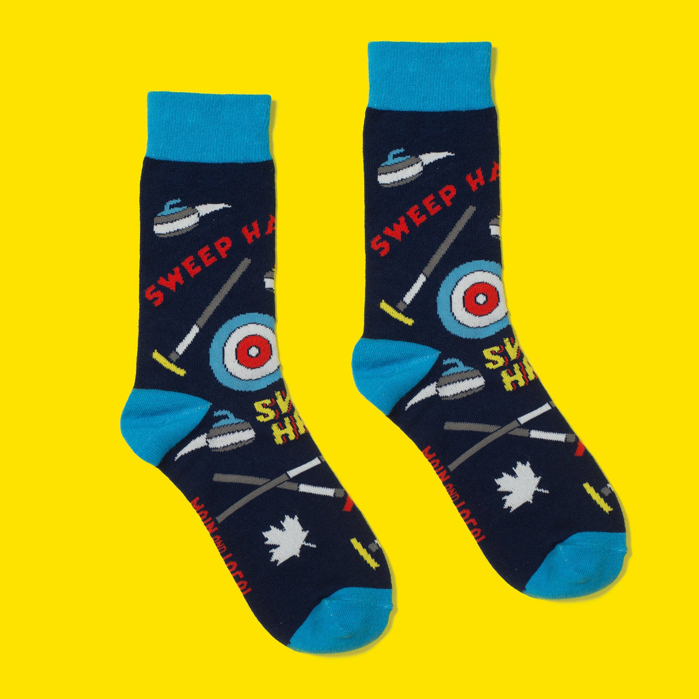 "Canadian Curling" Cotton Crew Socks by Main & Local