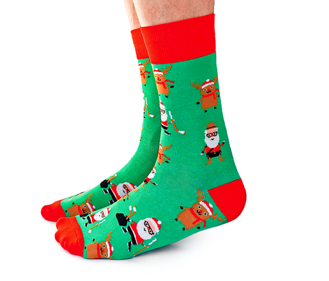 "Canadian Christmas" Cotton Crew Socks by Uptown Sox - Large