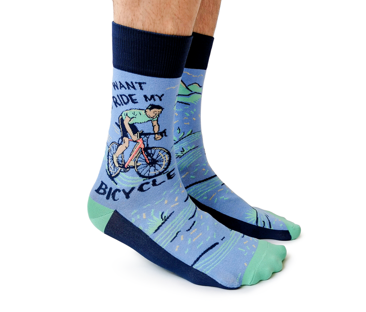 "Cycling Spokesman" Cotton Crew Socks by Uptown Sox - Large