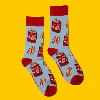 "Canadian Ketchup Chips" Cotton Crew Socks by Main & Local