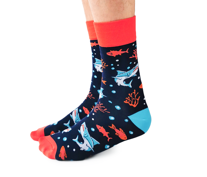 "Daddy Shark" Cotton Crew Socks by Uptown Sox - Large