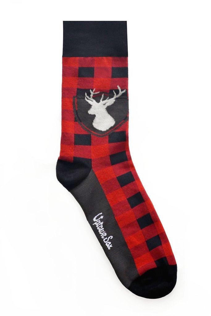 Red plaid elk socks