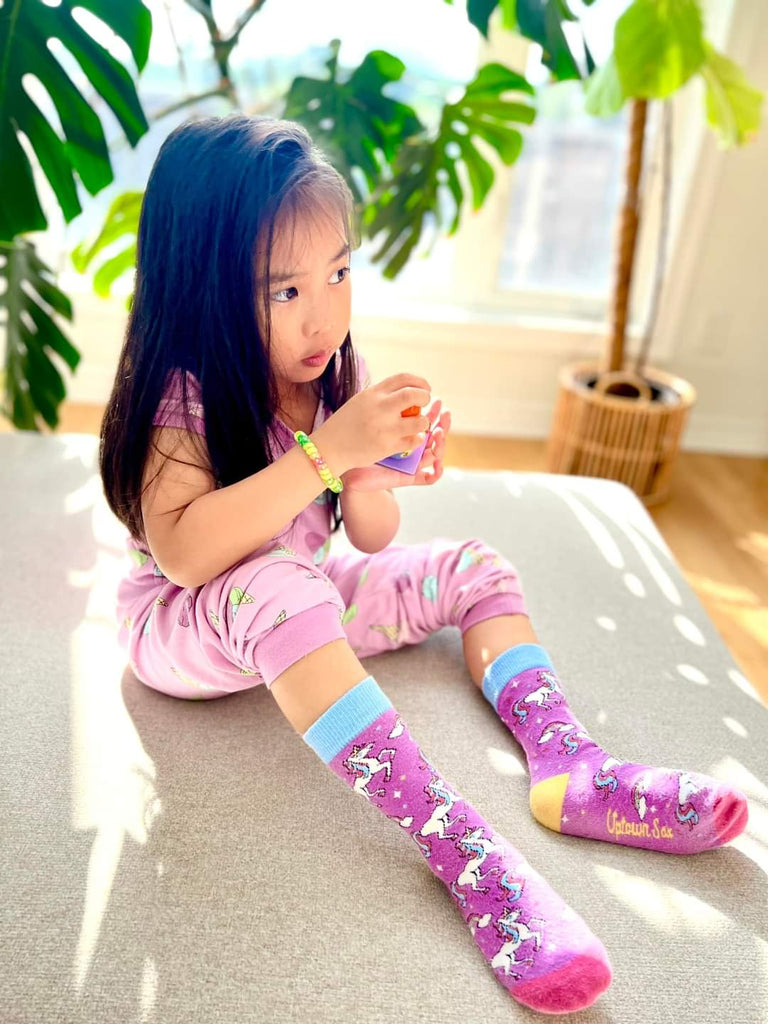 Rainbows & Unicorn Cotton Crew Socks by Uptown Sox - Kids