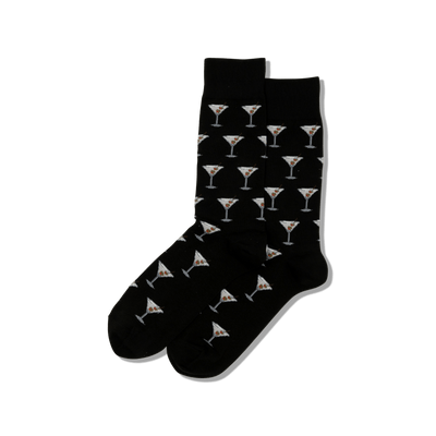 "Martini" Cotton Crew Socks by Hot Sox - Large