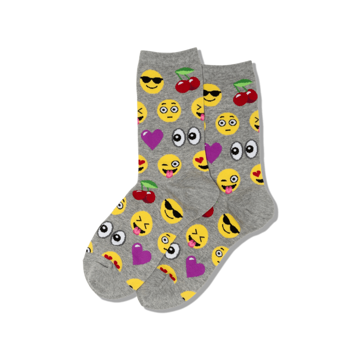 "Emoji" Cotton Crew Socks by Hot Sox - Medium