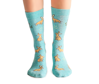 "Funny Bunny" Crew Socks by Uptown Sox - Medium
