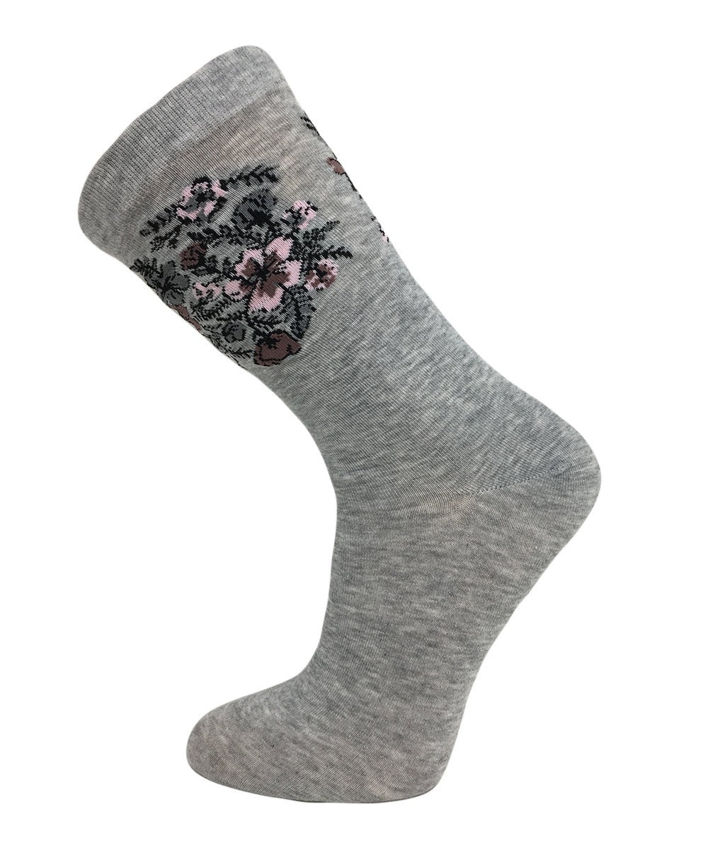 "Bouquet" Cotton Dress Socks by Point Zero-Medium