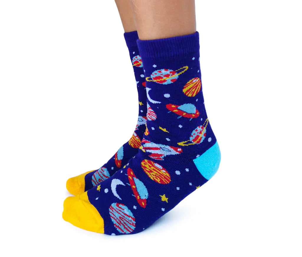 Galaxy Cotton Crew Socks by Uptown Sox - Kids
