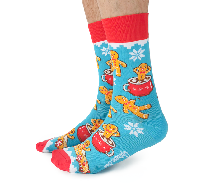 "Jolly Gingerbread" Cotton Crew Socks by Uptown Sox - Large - SALE